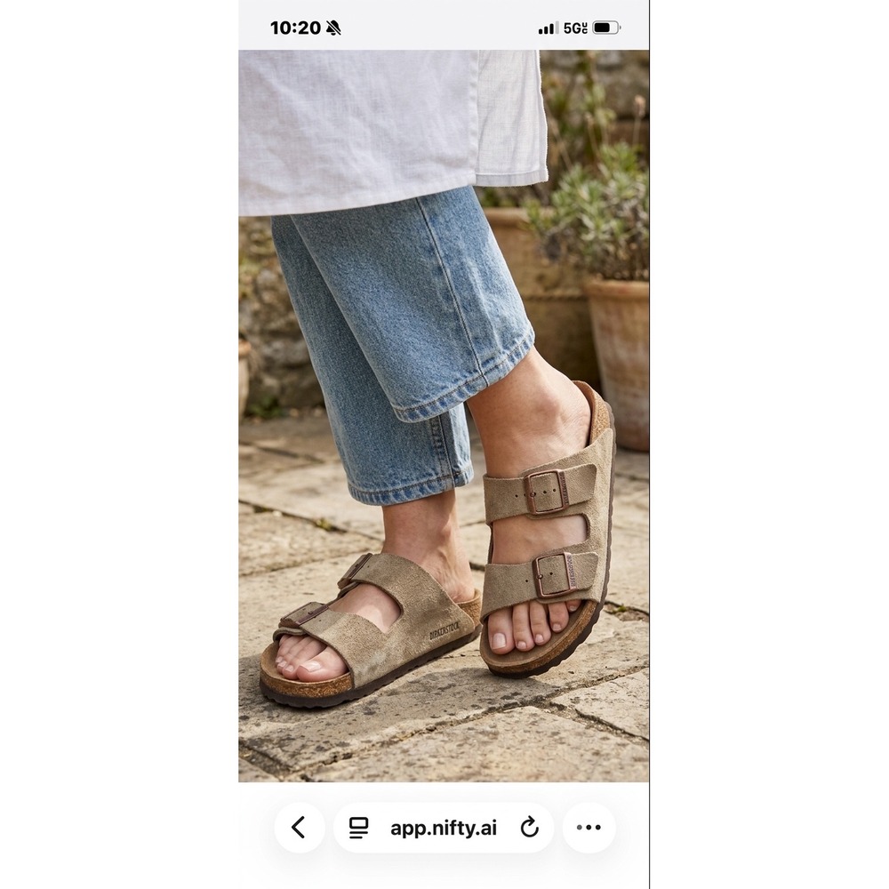 Birkenstock Arizona Soft Footbed Taupe Suede Leather Sandals Womens Sz 8‎